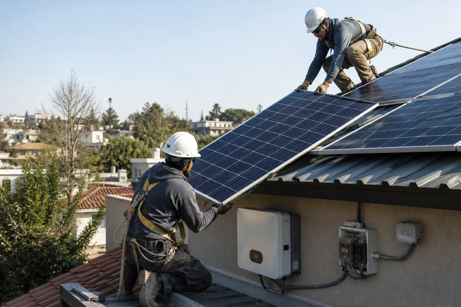 Instalación solar profesional Argentina | Genera Tu Energía Instalación profesional de paneles solares en techo residencial Argentina — equipo Genera Tu Energía