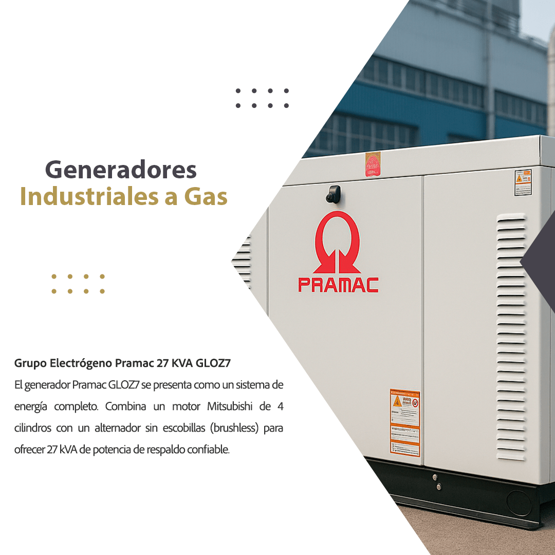 Pramac GLOZ7 27 kVA · equipo instalado Ficha Pramac GLOZ7 27 kVA a gas instalado en Estación Quilmes — Genera Tu Energía