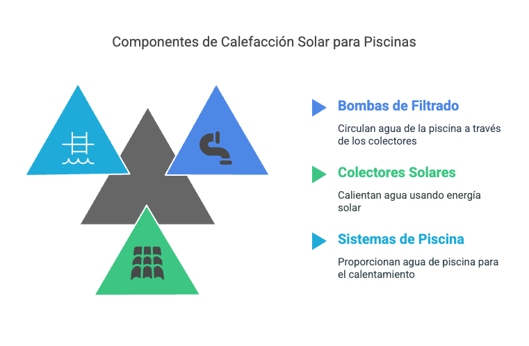 Sistema de colectores solares instalados en techo para climatización solar de pileta