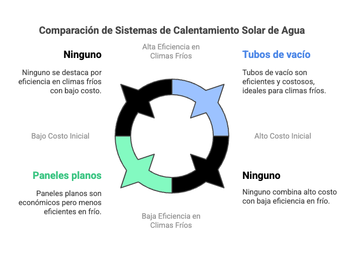 Comparativa visual entre termotanque solar de tubos de vacío y de panel plano