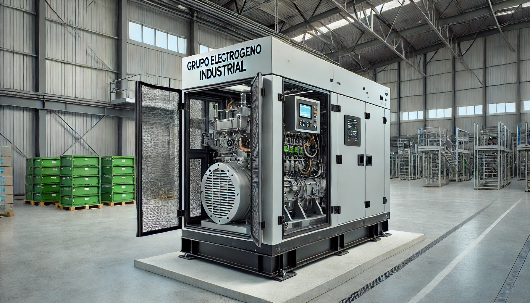 Grupo electrógeno industrial con cabina insonorizada para reducción de ruido