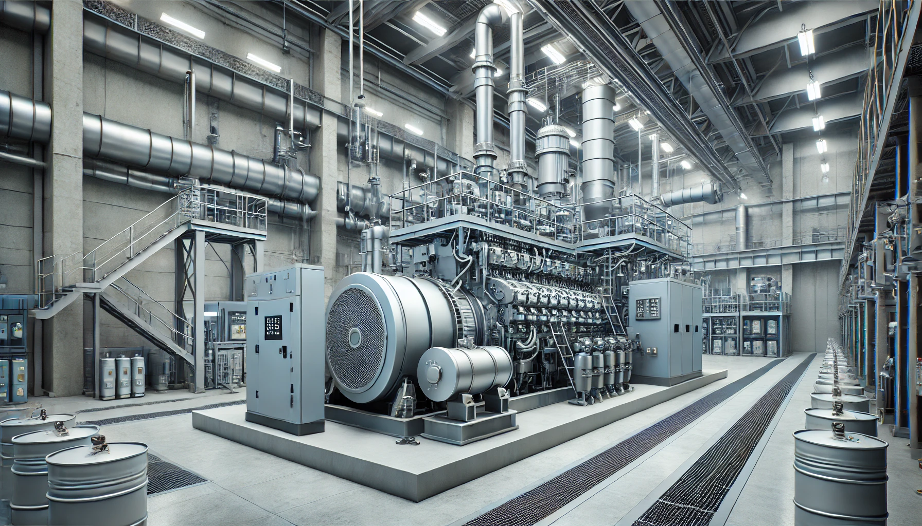 Grupo electrógeno industrial diésel de gran potencia instalado en planta fabril