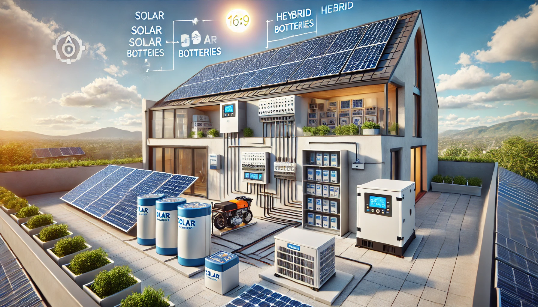 Sistema solar híbrido con baterías