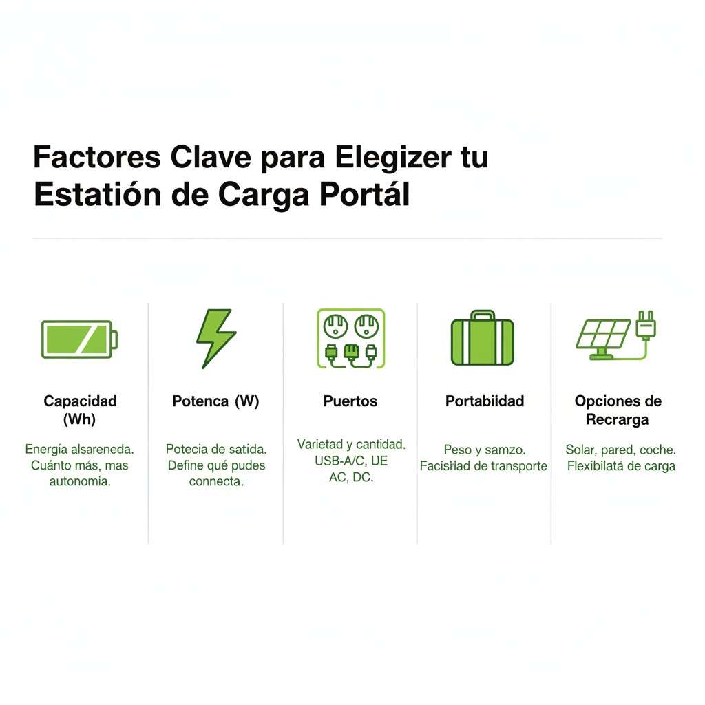 Infografía comparando las marcas de estaciones de carga portátiles en Argentina, con iconos que representan las características de cada marca.