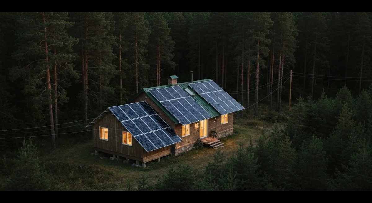 Pantalla LCD de un inversor solar mostrando la producción diaria en kWh