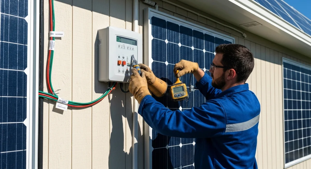 Oficina moderna con paneles solares integrados en el techo