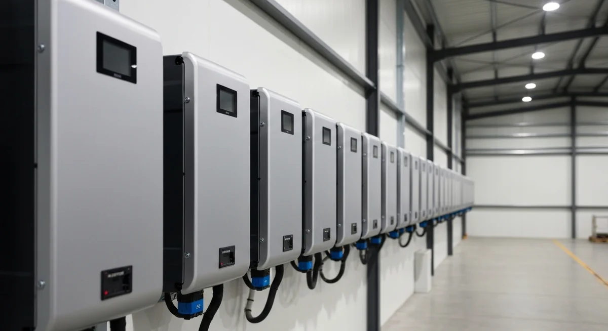 Inversor industrial de alta capacidad montado en un galpón
