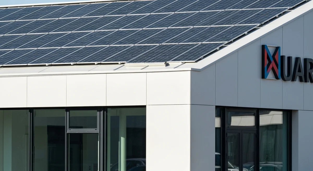 Techo de un galpón comercial cubierto de paneles solares