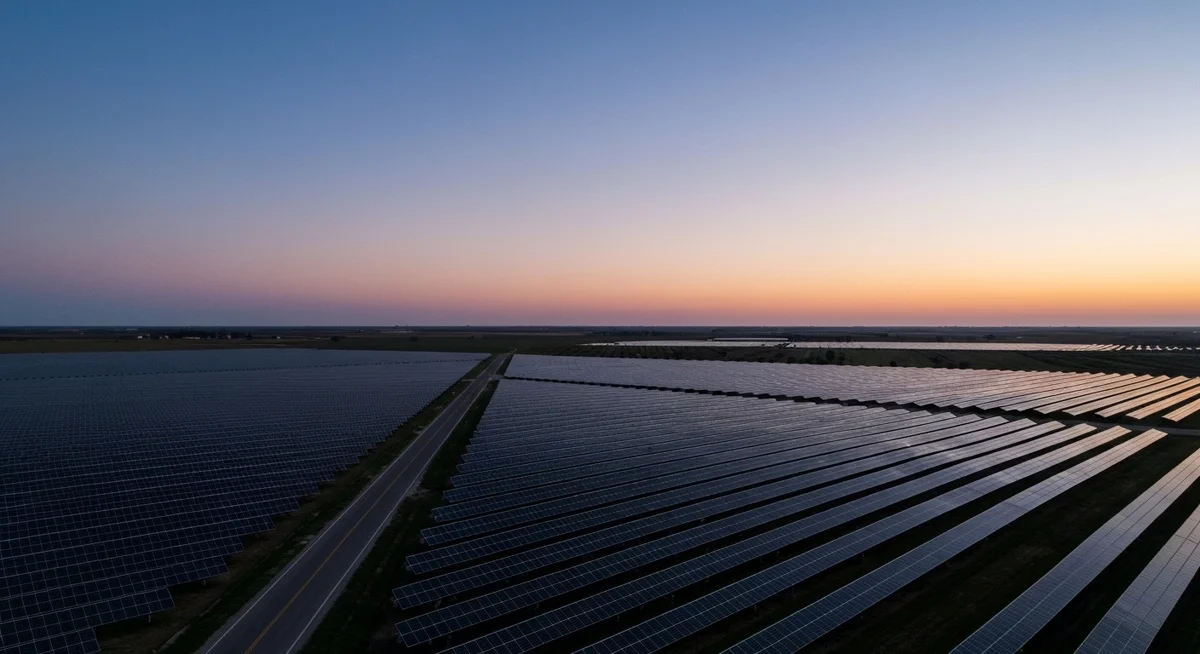 Bomba de agua solar funcionando en un campo argentino junto a sus paneles.