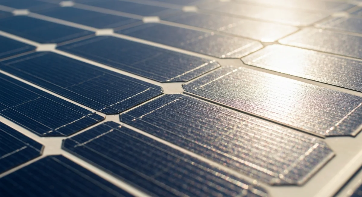Detalle de celdas fotovoltaicas de un panel solar