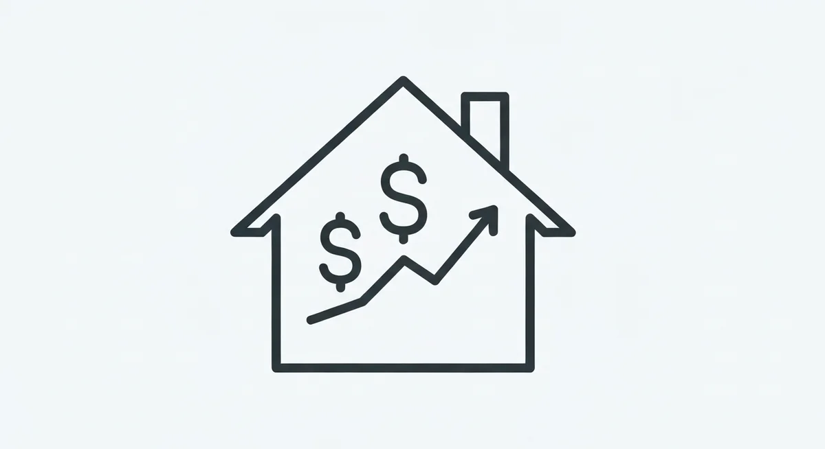 Icono de una casa con un signo de pesos, representando la valorización de la propiedad.