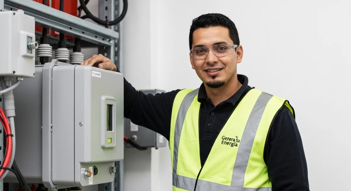Técnico de Genera tu Energía revisando instalación de un TTA.