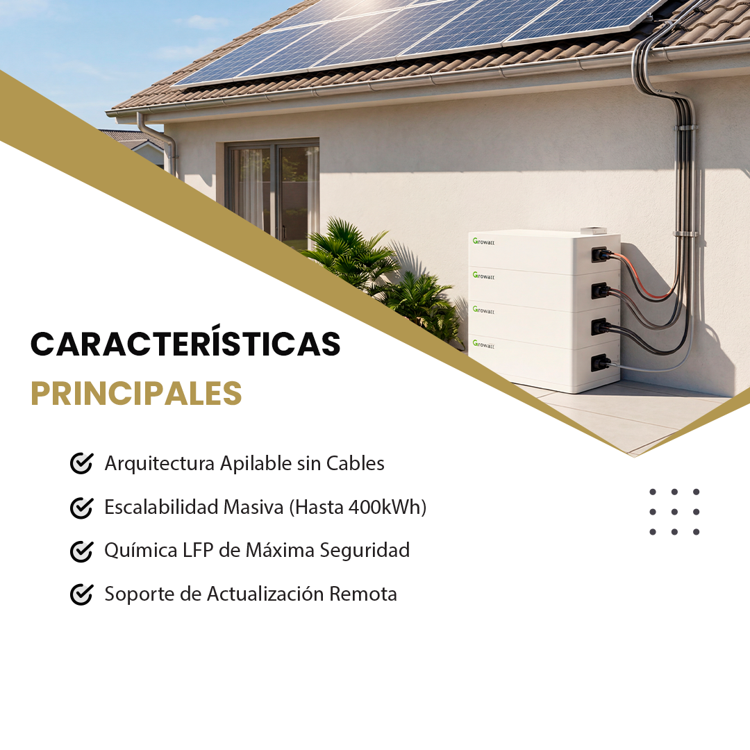 Batería de Litio Growatt AXE 5.0L-C1 Base 5kWh 48V Apilable — Sistemas de Energia de Respaldo imagen 3